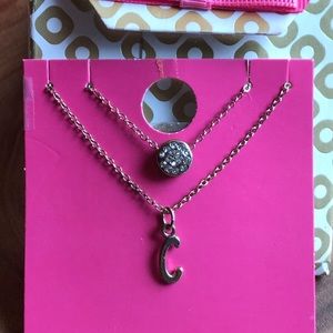 BNIB 2 pendant necklace, Gold Initial C